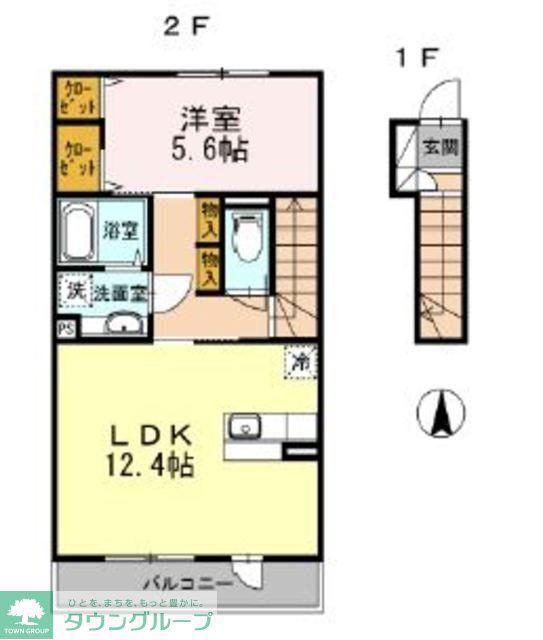 カーサエミネンス(1LDK/2階)の間取り写真