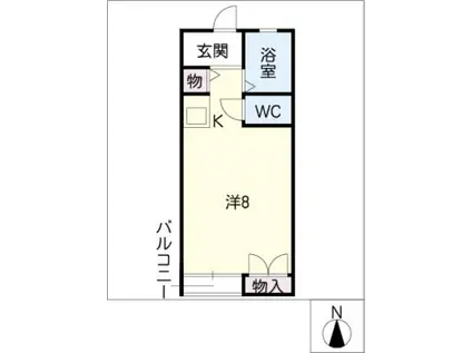 ウッディハウスA(ワンルーム/1階)の間取り写真