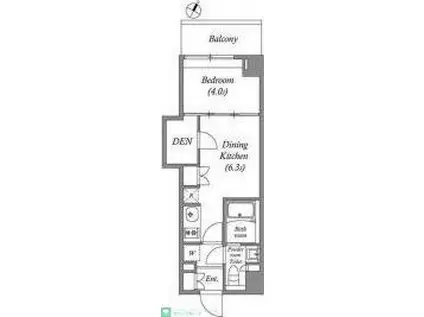 ラクレイス横濱関内(1DK/4階)の間取り写真