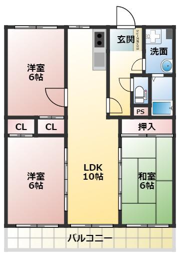 セントラルOZU(3LDK/3階)の間取り写真