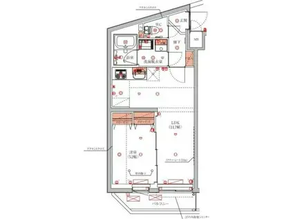 ハーモニーレジデンス東京八広ザ・スプレッド(1LDK/1階)の間取り写真