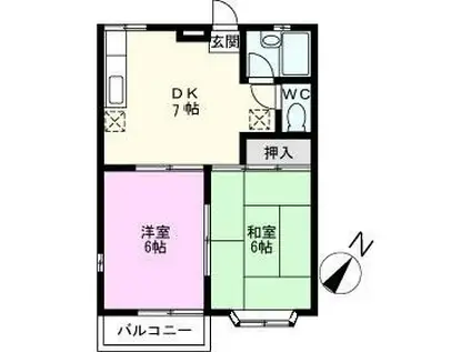 ジュネス大地II(2DK/1階)の間取り写真