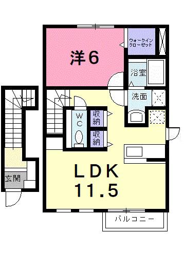 サンリットA(1LDK/2階)の間取り写真