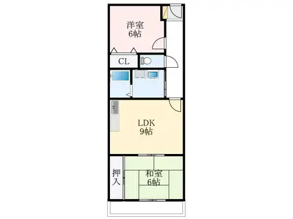 リバティー青山(2LDK/2階)の間取り写真