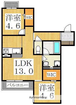 AQUA万代東(2LDK/1階)の間取り写真