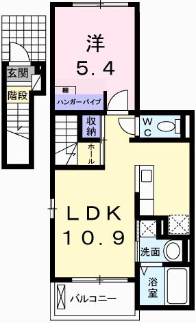アサノ・モノカーメラ(1LDK/2階)の間取り写真