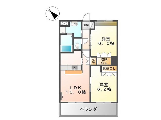 アルテミス(2LDK/2階)の間取り写真