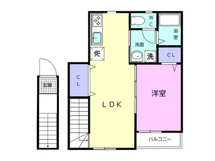 TJ初島(1LDK/2階)の間取り写真