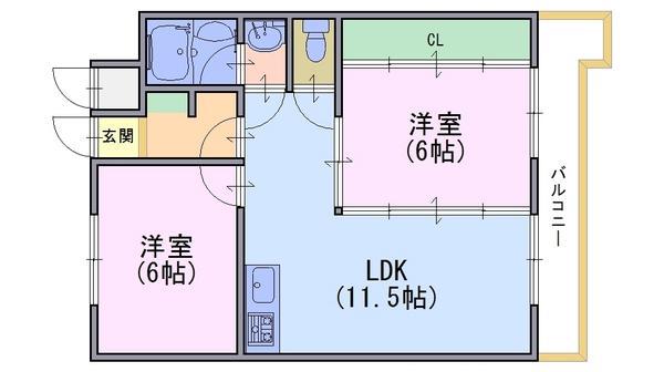 アクエルド長岡京(2LDK/2階)の間取り写真