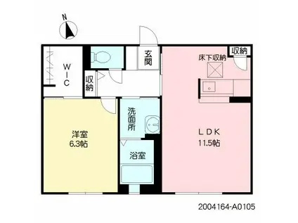 グリーンコート楽II(1LDK/1階)の間取り写真