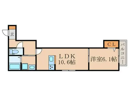 ヴォーグ丹波橋(1LDK/1階)の間取り写真