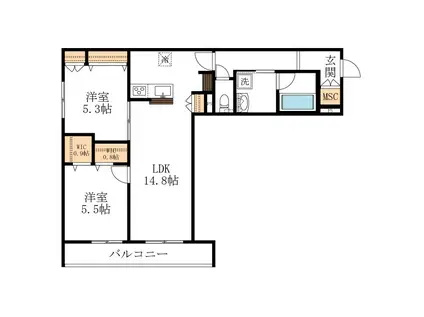 さいたま市桜区西堀メゾン(2LDK/2階)の間取り写真