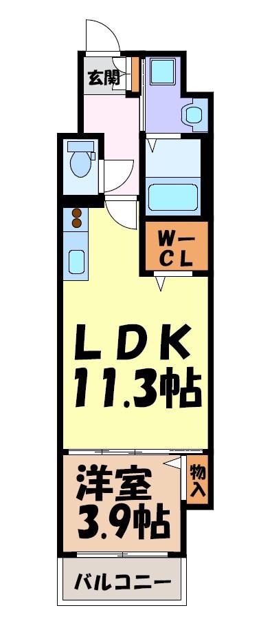 GRAND SOLEIL大須白川(1LDK/4階)の間取り写真