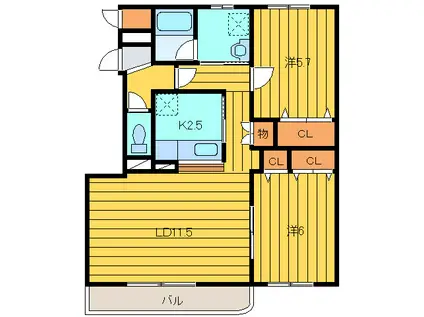 パークハイツJ(2LDK/3階)の間取り写真