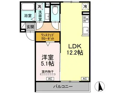 HILLS KEI(1LDK/2階)の間取り写真
