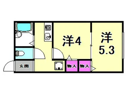 サニーフォレスト長洲(2K/1階)の間取り写真