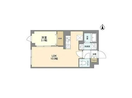 ウェルスクエア笹塚Ⅱ(1LDK/1階)の間取り写真