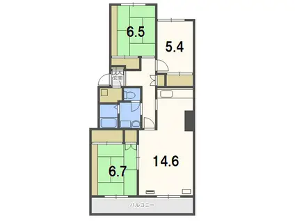 テレパレス西町II(3LDK/1階)の間取り写真