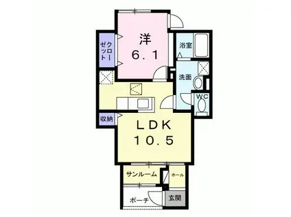 マーレ長崎(1LDK/1階)の間取り写真