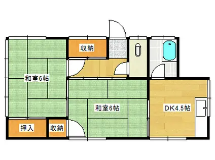 上本アパート東棟(2DK/1階)の間取り写真