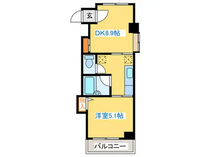 メープルリバービュー(1DK/10階)の間取り写真