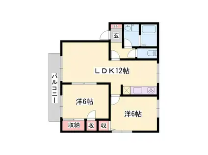 サニーハイツ田寺A(2LDK/2階)の間取り写真