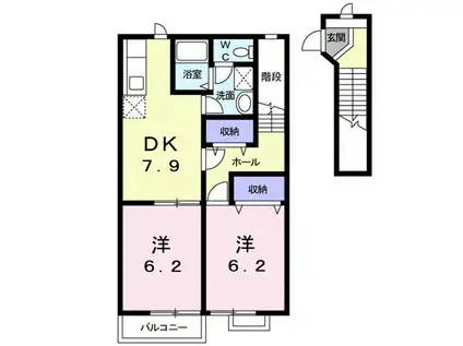 メゾンセレッソA棟(2DK/2階)の間取り写真