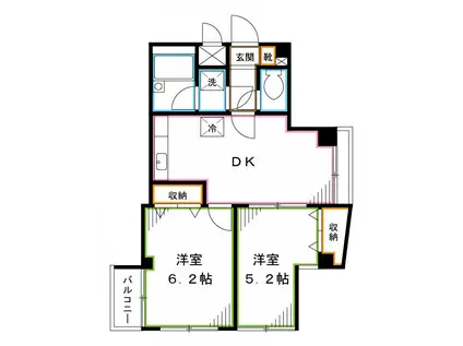 ベルグランデ(2DK/4階)の間取り写真