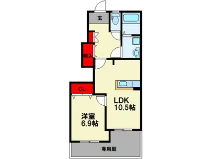 CENTURY椿C(1LDK/1階)の間取り写真