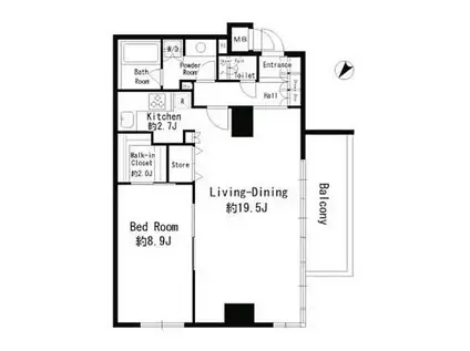 パークルージュ赤坂檜町(1LDK/14階)の間取り写真