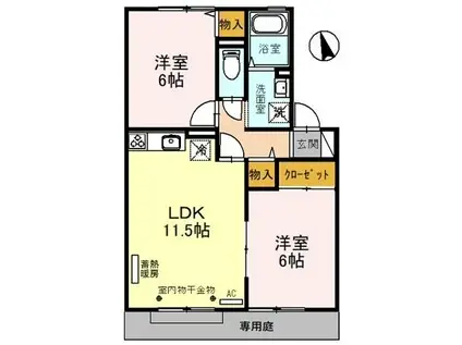 エルフタウン吉久 I(2LDK/1階)の間取り写真