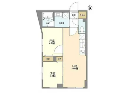 ウェルスクエア学芸大学II(2LDK/2階)の間取り写真