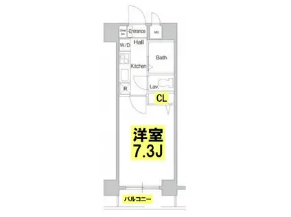 プライムアーバン行徳I(1K/4階)の間取り写真