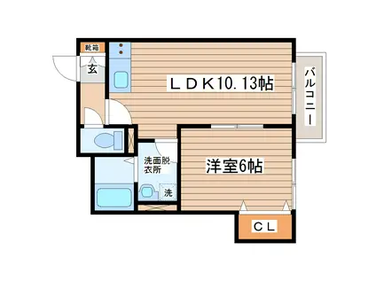 メリディアン南中山II(1LDK/2階)の間取り写真