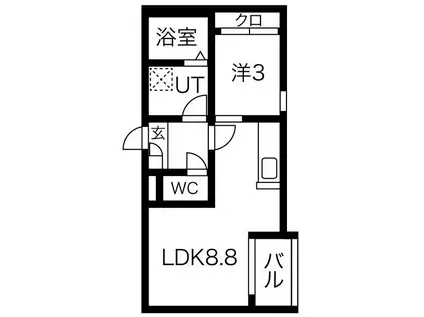REGALEST 栄生駅(1LDK/1階)の間取り写真