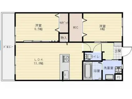 ロルベーア(2LDK/2階)の間取り写真