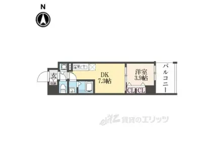 プロヴィスタ京都西院(1DK/10階)の間取り写真