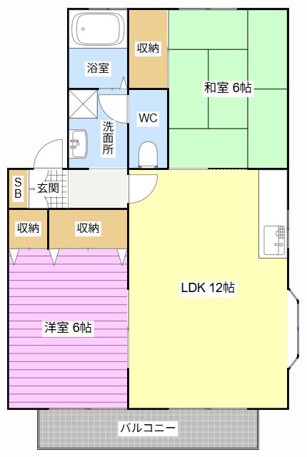 ヴィラ・サザンクロス G(2LDK/2階)の間取り写真