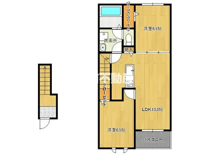 アクアルーチェ久保泉II(2LDK/2階)の間取り写真