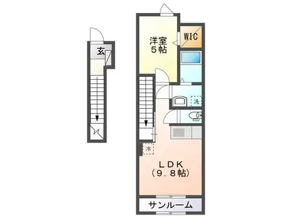 ＪＲ白新線 大形駅 徒歩43分 2階建 築12年(1DK/2階)の間取り写真