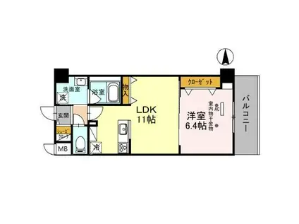 グランツコート御幣島(1LDK/6階)の間取り写真