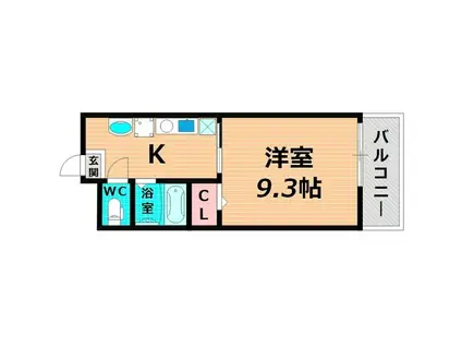 KANDM(1K/4階)の間取り写真