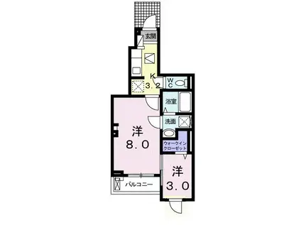 アイリス恵(1SK/1階)の間取り写真