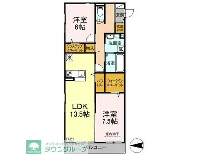 ルミエール大和東(2LDK/2階)の間取り写真