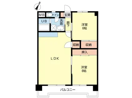 シャトー楠(2LDK/4階)の間取り写真