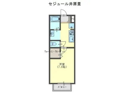 セジュール井原の里(1K/1階)の間取り写真