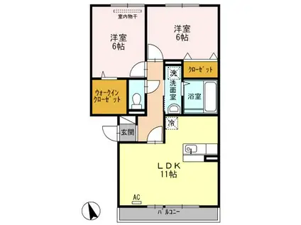 グリーンレジデンスA棟(2LDK/3階)の間取り写真