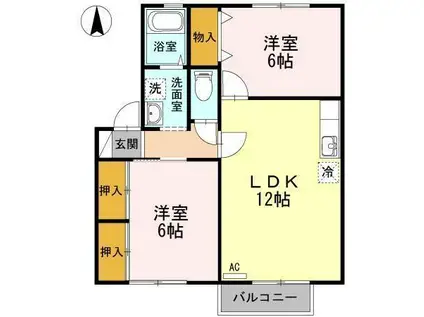 グレイスコート(2LDK/2階)の間取り写真