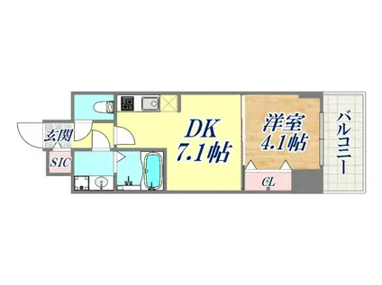 プレサンス神戸セレスティア(1DK/11階)の間取り写真