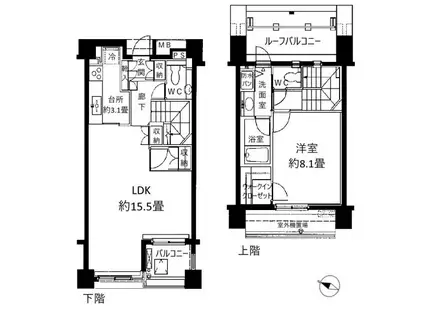 パークノヴァ乃木坂(1LDK/4階)の間取り写真